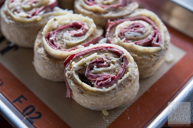 Reuben Swirl Rolls // The perfect St. Patrick's Day lunch or dinner. Stuffed with corned beef, cheese, and potatoes it's the perfect hearty meal! | Tried and Tasty