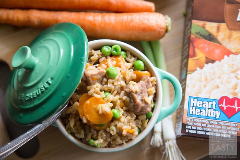 One Pot Asian-Inspired Pork & Rice // Use Minute Rice Brown Rice for this delicious and hearty meal. Powerful flavors come together to create and explosion of flavor in your mouth. One bite, and you will want to make this again and again. Perfect Asian-inspired dinner great any day of the week! #MinuteMeals #AD | Tried and Tasty