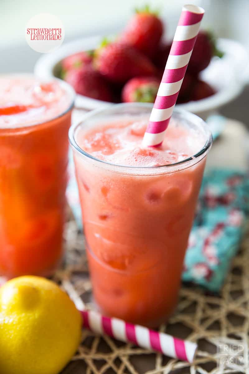 Strawberry Lemonade // Cool. Crisp. Refreshing. That's what this Strawberry Lemonade will deliver to you. With only five ingredients, you're only a blend away from a delicious beverage that will surely satisfy the best of cravings. | Tried and Tasty