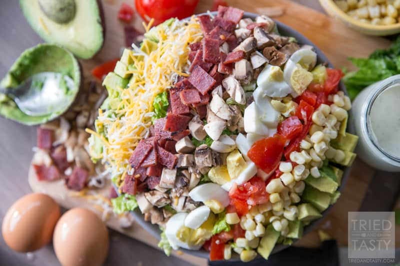 Ultimate Cobb Salad // Pull this healthy salad together in no time. Makes for a bright & colorful appetizer, lunch, or side dish. Great all year long, filing, and delicious! | Tried and Tasty