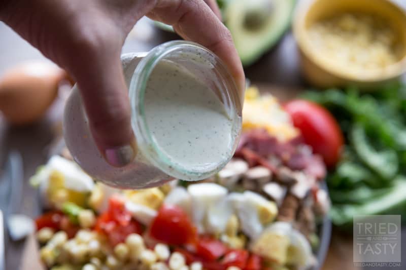 Ultimate Cobb Salad // Pull this healthy salad together in no time.  Makes for a bright & colorful appetizer, lunch, or side dish. Great all year long, filing, and delicious! | Tried and Tasty