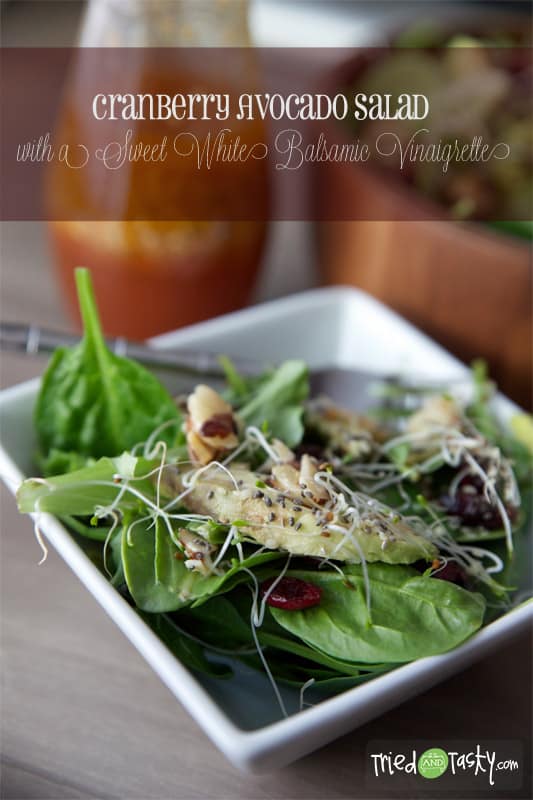 Cranberry Avocado Salad with Sweet White Balsamic Vinaigrette // Tried and Tasty