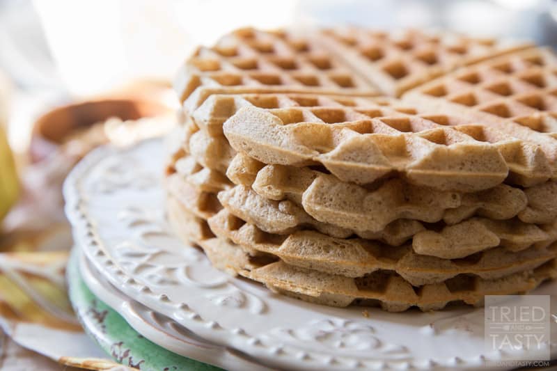 Whole Wheat Apple Pie Waffles // Looking to amp up your nutrition in the morning? These whole wheat waffles have a secret ingredient that packs them with protein! They are easy, delicious, and a great way to start your morning! | Tried and Tasty