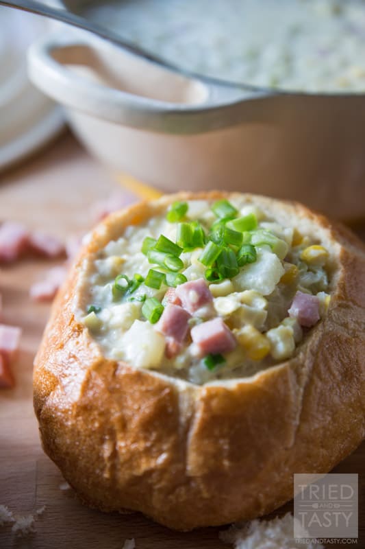 Smoked Ham & Corn Chowder // If you love the taste of smoked meat, you will love this Smoked Ham & Corn Chowder that's simple to throw together, packed with flavor, and perfect for any night of the week! Your whole family will fall in love with this easy dinner idea! Pair with your favorite salad and serve with warm crusty bread! | Tried and Tasty