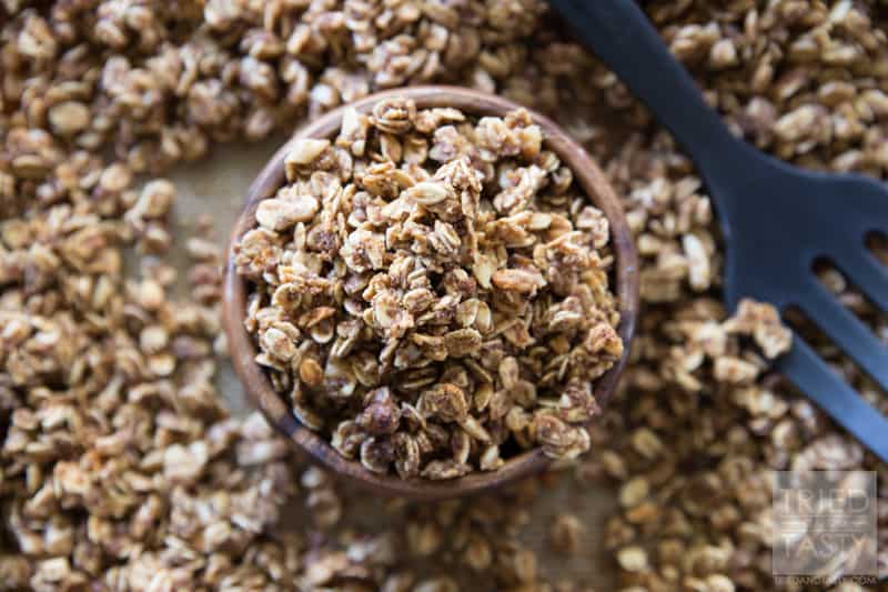 Power Granola // Need a little extra energy in the morning? Make this simple & healthy granola at the beginning of the week and then have all throughout the week with fresh fruit and your favorite yogurt! | Tried and Tasty