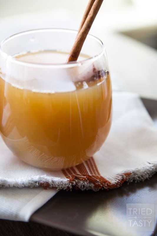 Healthy Citrus Wassail // Warm up with this cozy citrus drink this winter. Non-alcoholic makes it great for the whole family to enjoy. Made without any refined-sugar it's the perfect alternative to the typical sugar loaded drinks! | Tried and Tasty