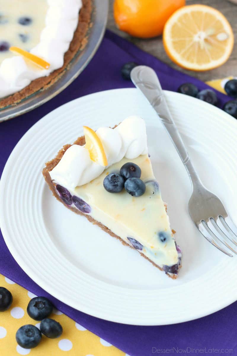 Creamy Lemon and Blueberry Pie 
