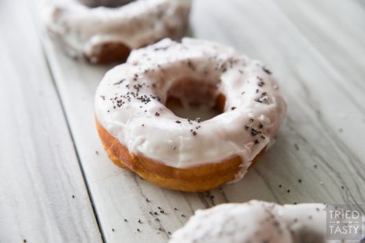 Copycat Blue Star Lemon Poppy Buttermilk Donuts // You haven't lived until you've had a Blue Star Donut! The BEST of them is this Lemon Poppy variety. If you don't have the luxury of having this bakery in your town, now you can have the next best thing at home. Definitely worth the time and energy you put into these! | Tried and Tasty