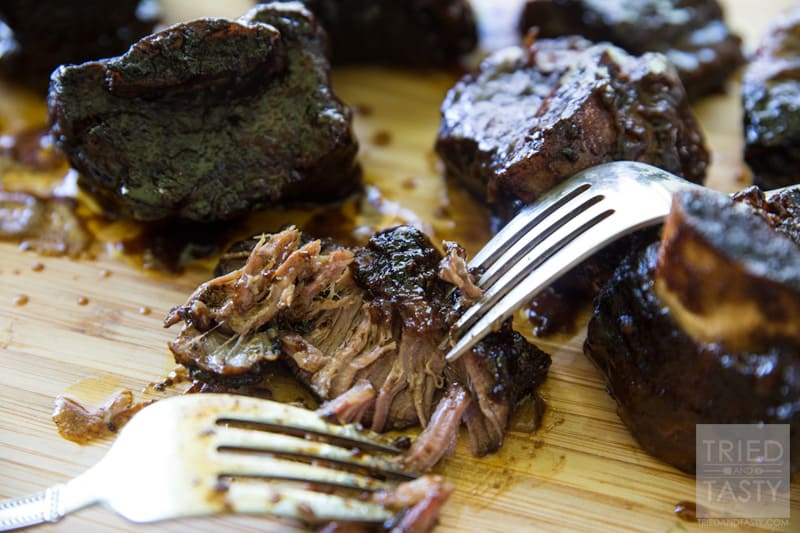 Sweet Heat Chipotle Honey Short Ribs // These fall-off-the-bone-tender short ribs are fantastic. A sweet flavor with the surprising kick of a little bit of chipotle. Perfect for any BBQ or picnic, but made in the crockpot they can be enjoyed all year long! | Tried and Tasty