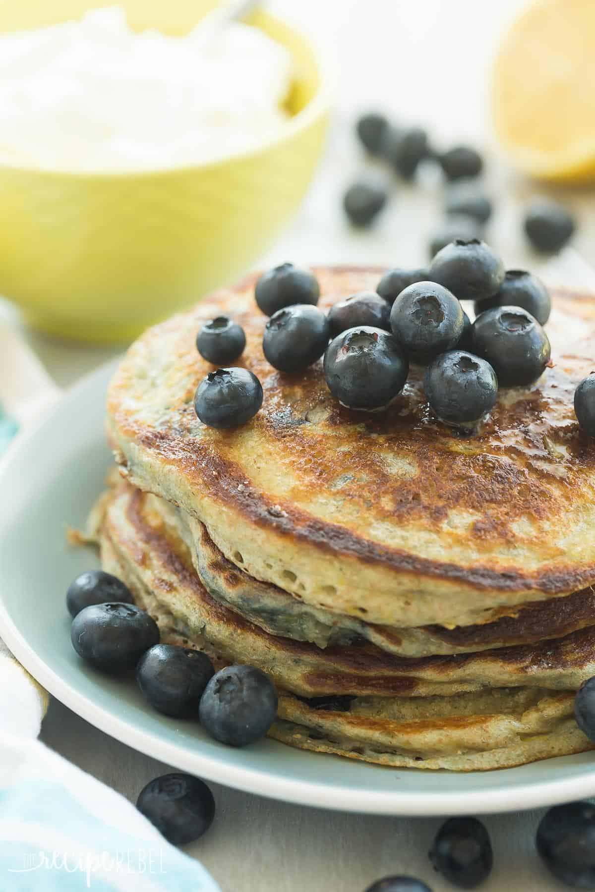 Lemon Blueberry Greek Yogurt Pancakes // The Recipe Rebel