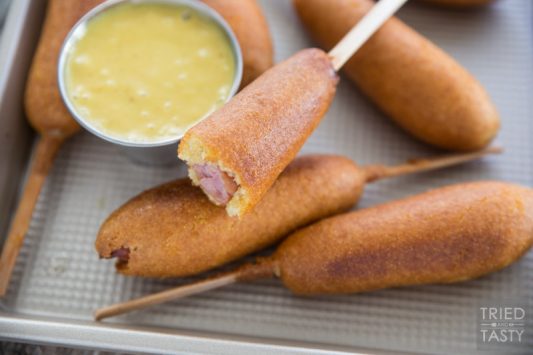 Honey Mustard Dipping Sauce [+ My Love of Corndogs!] // This dipping sauce is perfect for any of your favorite savory dippables, but expecially perfect for corndogs! If you love corndogs as much as I do, you will LOVE this sauce! | Tried and Tasty