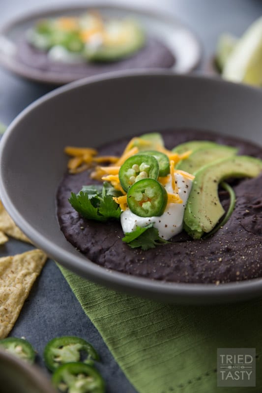 20 Minute Black Bean Soup // This quick and easy meal is absolutely delightful! Black beans are known to support heart health with their fiber, potassium, folate, vitamin B6, phytonutrient content and lack of cholesterol. This soup is an excellent heart healthy meal! | Tried and Tasty