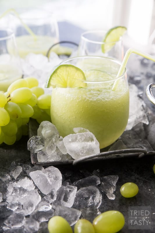 Frozen Grape Lime Rickey // This delicious slush is fantastic for those warm days you need a quick & easy refreshment! Made with only a handful of ingredients and ready in 60 seconds! | Tried and Tasty