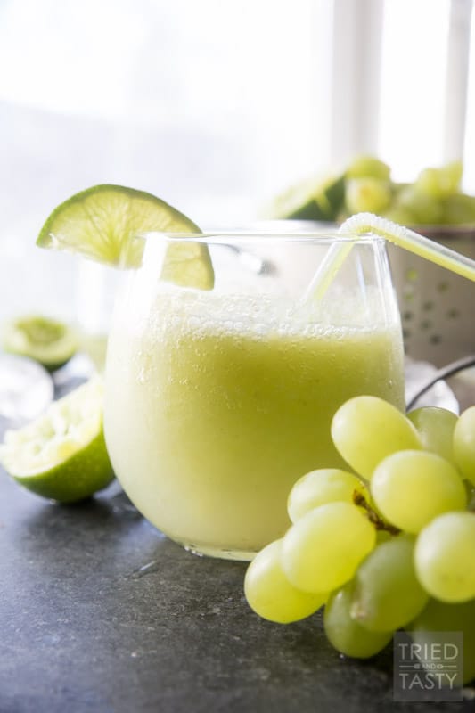 Frozen Grape Lime Rickey // This delicious slush is fantastic for those warm days you need a quick & easy refreshment! Made with only a handful of ingredients and ready in 60 seconds! | Tried and Tasty