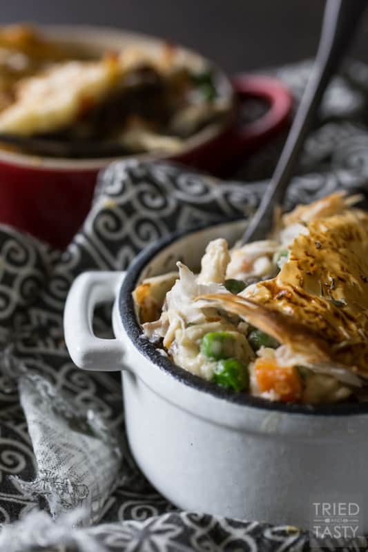 Chicken Pot Pie | This hearty, belly filling Chicken Pot Pie recipe is a fresh take on a classic favorite - featuring a flaky, melt in your mouth crust. | Tried and Tasty