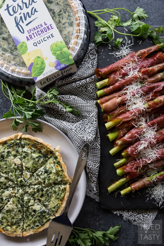 Quiche & Prosciutto Wrapped Asparagus // Sometimes the simplest side dishes can make the dinner shine. This asparagus is perfect paired with quiche or endless other options! Plus there's a smoked flavor that will wow your tastebuds! | Tried and Tasty